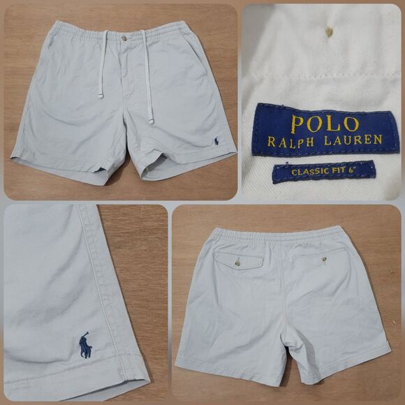 Polo Ralph Lauren Shorts Mens L Beige Classic Fit 6” (5.5”) Elastic Waist Flaw!! - Picture 1 of 12